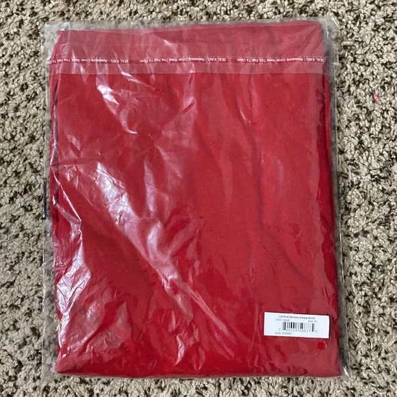 Red short sleeve nightgown with Bare Necessities gold logo on chest and sleeve - Picture 3 of 10